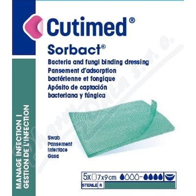 Cutimed Sorbact 7x9cm 5ks antimikrob.krytí přířez