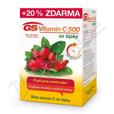 GS Vitamin C500+šípky tbl.100+20 ČR/SK