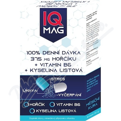 IQ Mag 375mg hořčíku+B6+kyselina listová cps.30