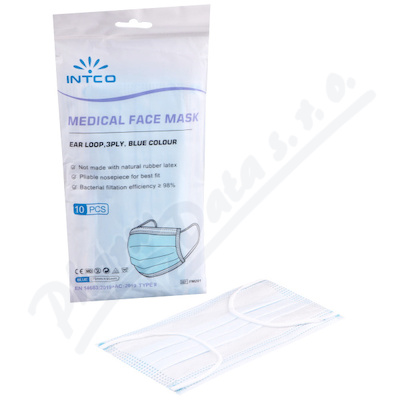Ústenka Medical INTCO 3-vrstvá s gumičkami 10ks