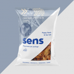 SENS Proteinové hrachové chipsy s cvrččí moukou a mákem 80g