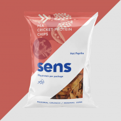 SENS Proteinové hrachové chipsy s cvrččí moukou - pálivá paprika 80g