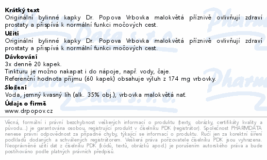 Dr.Popov Kapky bylinné Vrbovka malokvětá 50ml